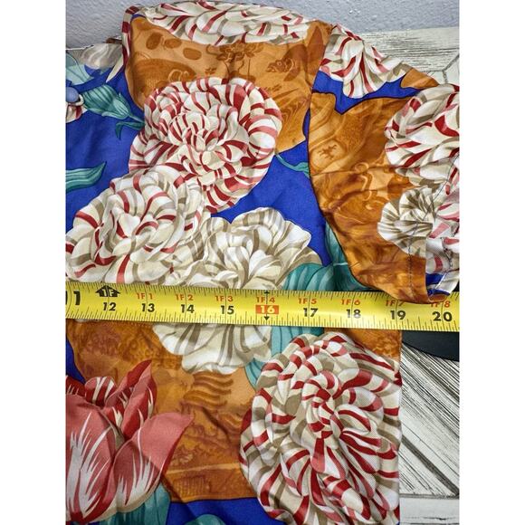 Vtg Carlisle Silk Bright Floral Button Up Size 6 - Picture 3 of 6